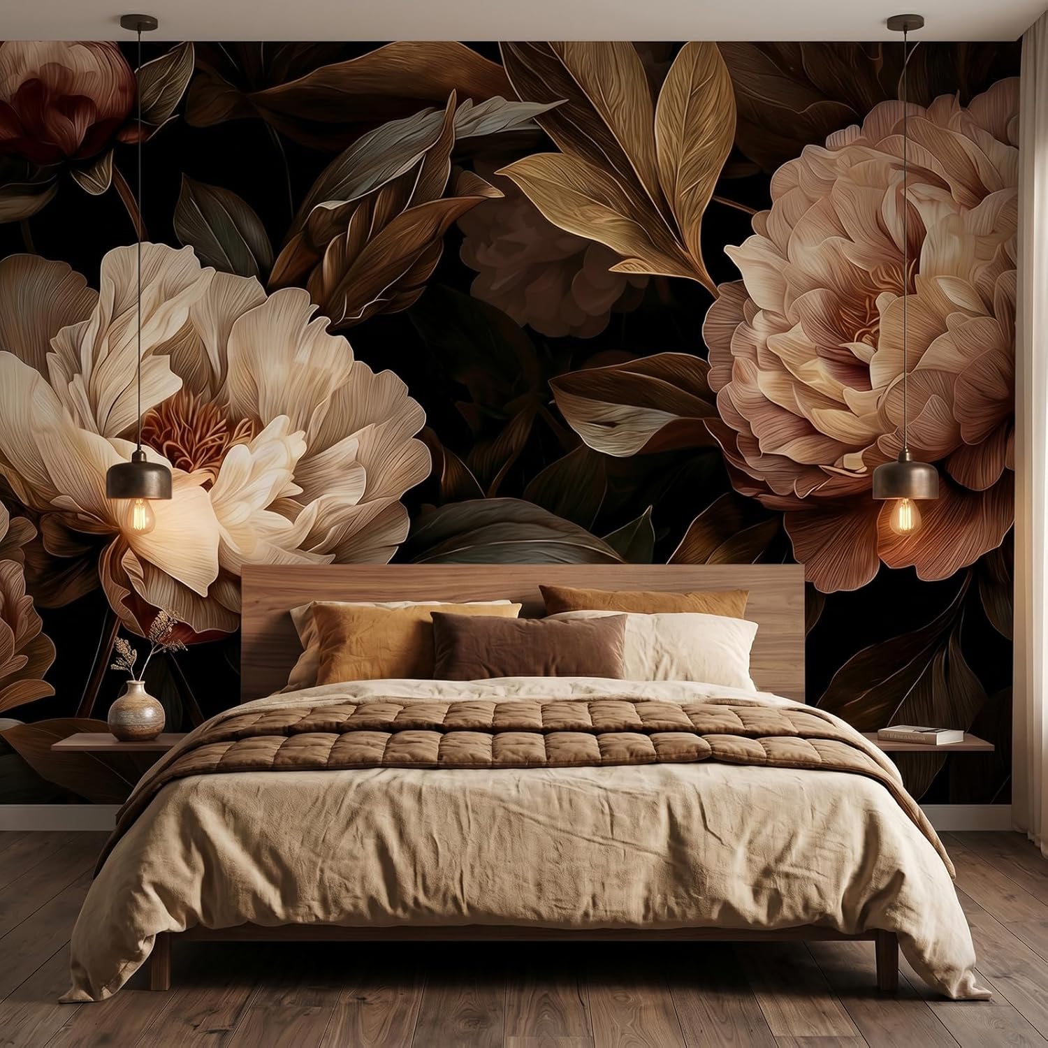 Interior Design Home Decor - พรมแขวนผนังลายดอกโบตั๋นสุดหรู ศิลปะพฤกษศาสตร์ ผ้าโพลีเอสเตอร์ ตกแต่งผนังห้องนอน ห้องนั่งเล่น ตกแต่งภายในบ้าน
