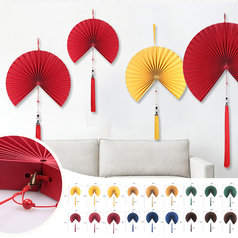 Interior Design Home Decor - พัดลมตกแต่งสไตล์จีนขนาด 40/60/80 ซม. สำหรับตกแต่งผนังทีวี ตกแต่งห้องนั่งเล่น ศิลปะแขวนผนังสร้างสรรค์