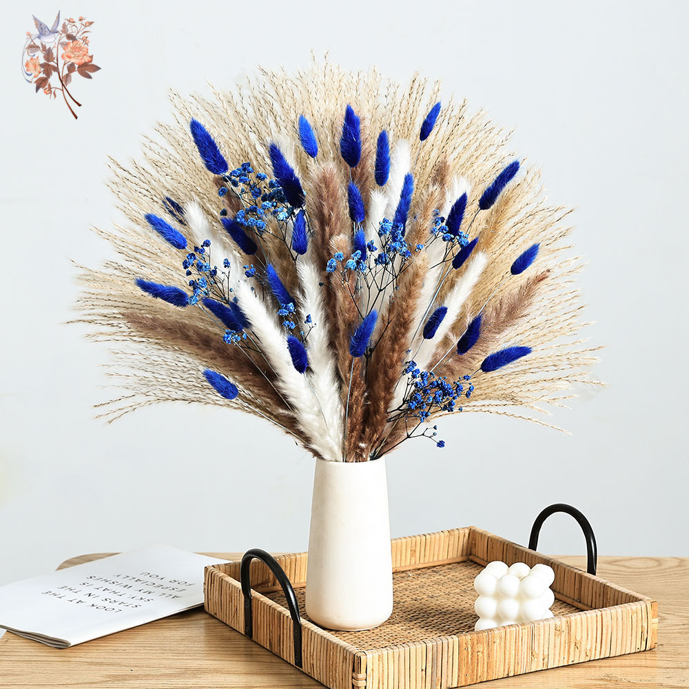 Interior Design Home Decor - 70 Stem Blue Fluffly หางกระต่าย Pampas