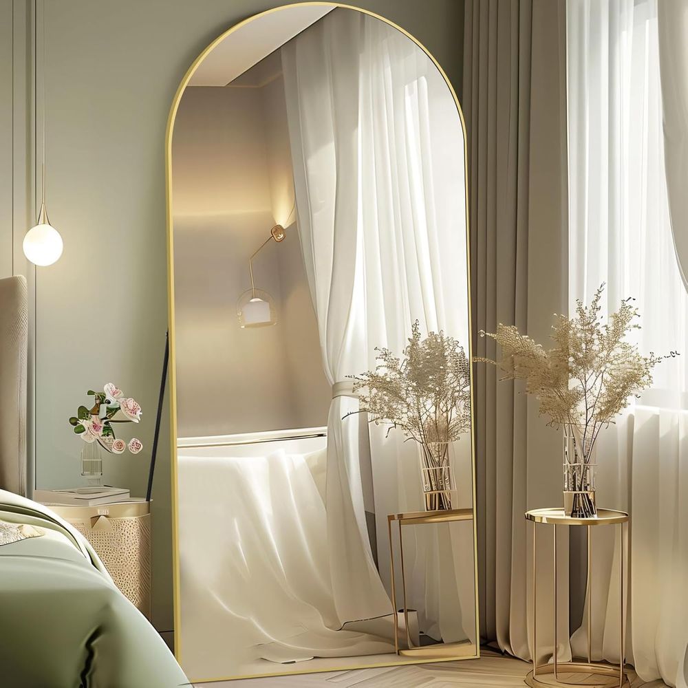 Arch Mirror Leaning - กระจกโค้งเต็มตัว ขนาด 76x34 นิ้ว กระจกตั้งพื้นขนาดใหญ่ สีทอง