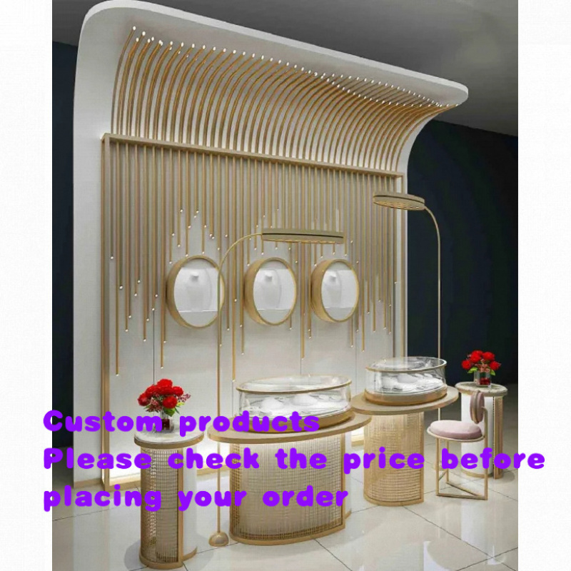 Interior Design Retail - ออกแบบตู้โชว์เครื่องประดับแก้วคุณภาพสูงแบบกำหนดเอง พร้อมไฟ LED สำหรับร้านค้าปลีก เคาน์เตอร์โชว์เครื่องประดับ