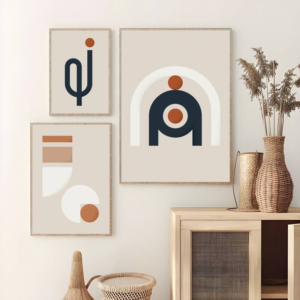 Interior Design With Wallpaper - Warm Line สีออกแบบโปสเตอร์ Sticky Wall Art