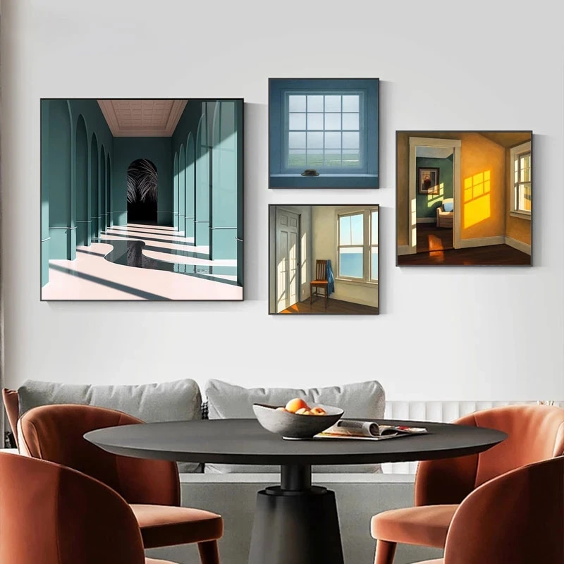 Interior Design Home Decor - Nordic หน้าต่างภายนอกภูมิทัศน์ภาพวาดผ้าใบพิมพ์ทิวทัศน์ภายใน Wall Art โปสเตอร์ภาพสําหรับตกแต่งบ้าน