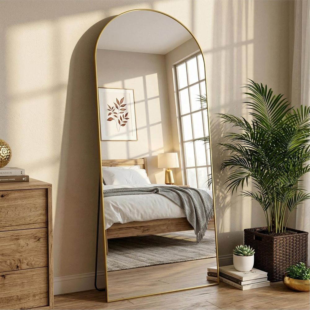 Arch Mirror Leaning - กระจกโค้งเต็มตัวขนาด 71 x 28 นิ้ว, กระจกเต็มตัวพร้อมขาตั้ง,