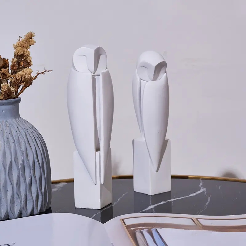Interior Design Home Decor - ตุ๊กตาตกแต่ง patung pajangan นกฮูกแบบมินิมอลของตกแต่งบ้านสำหรับชั้นวางหนังสือบ้านห้องนั่งเล่นสำนักงานตกแต่งตู้