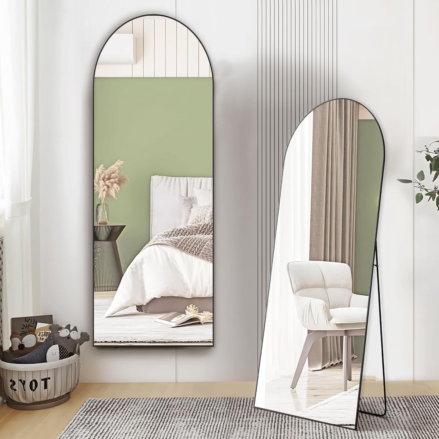 Arch Mirror Leaning - กระจกเงาทรงโค้งแบบตั้งพื้นเต็มตัวพร้อมกรอบอะลูมิเนียมสำหรับแขวนหรือวางพื้น