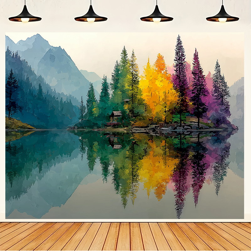 ภาพจิตรกรรมฝาผนังทะเลสาบป่าที่ - Interior Design With Wallpaper บทวิจารณ์และราคา