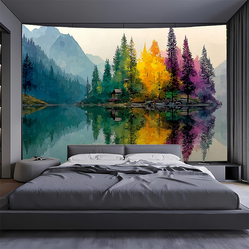 ภาพจิตรกรรมฝาผนังทะเลสาบป่าที่ - Interior Design With Wallpaper บทวิจารณ์และราคา
