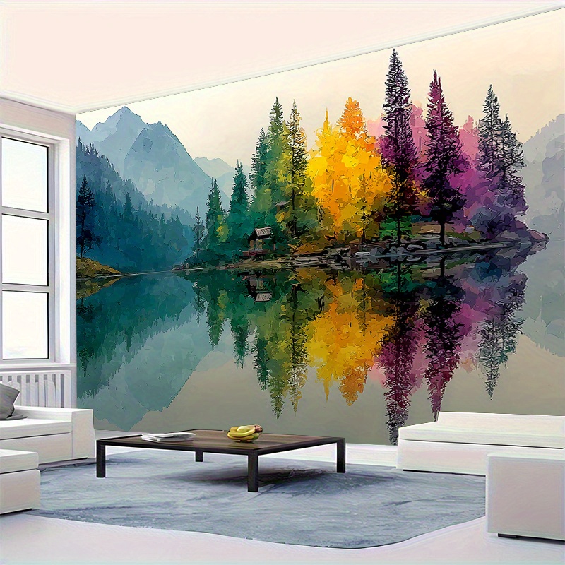 ภาพจิตรกรรมฝาผนังทะเลสาบป่าที่ - Interior Design With Wallpaper บทวิจารณ์และราคา
