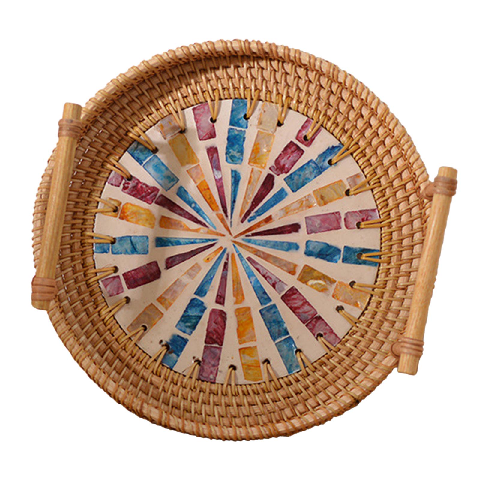 ถาดสานทรงกลมอเนกประสงค์พร้อมหู - Rattan Tray Handle บทวิจารณ์และราคา