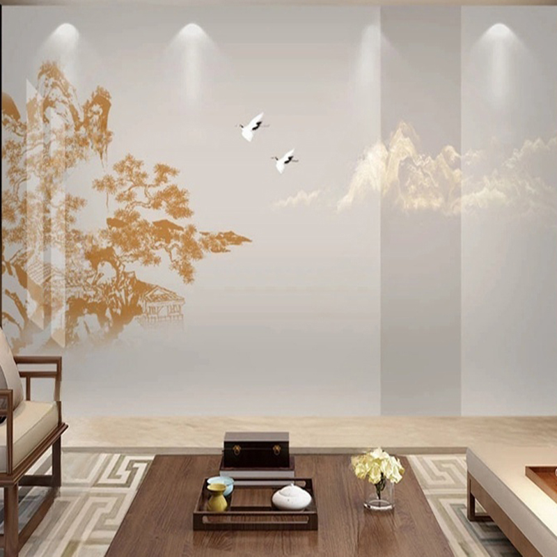 Elegant จีนมือวาด Pine & Crane - Interior Design With Wallpaper บทวิจารณ์และราคา