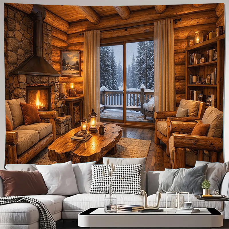 ผ้าแขวนผนังลายกระท่อมไม้แสนอบอ - Interior Design Home Decor บทวิจารณ์และราคา