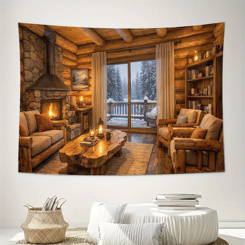 ผ้าแขวนผนังลายกระท่อมไม้แสนอบอ - Interior Design Home Decor บทวิจารณ์และราคา