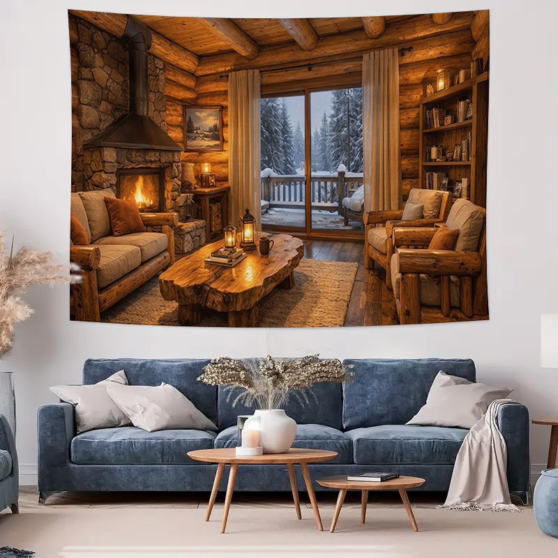 ผ้าแขวนผนังลายกระท่อมไม้แสนอบอ - Interior Design Home Decor บทวิจารณ์และราคา