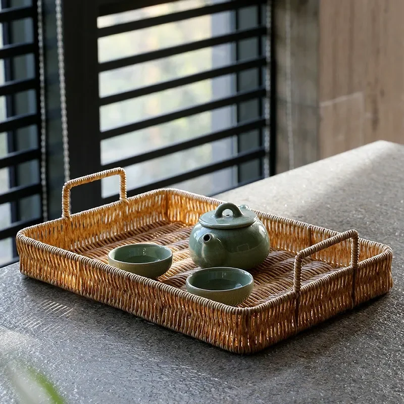 ถาดพลาสติกพร้อมที่จับหวายเทียม - Rattan Tray Handle บทวิจารณ์และราคา
