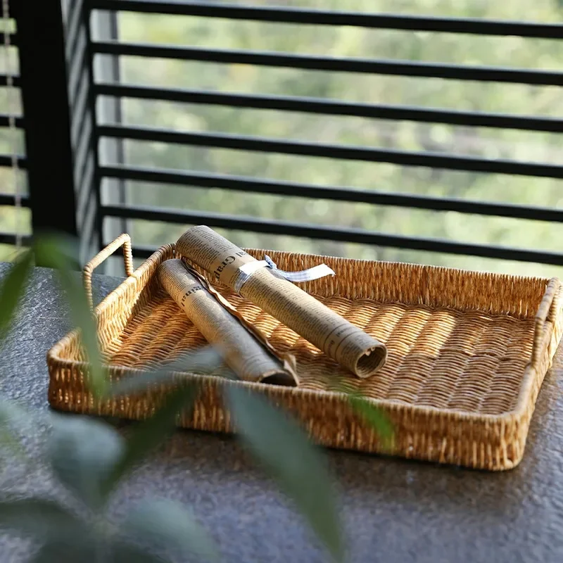ถาดพลาสติกพร้อมที่จับหวายเทียม - Rattan Tray Handle บทวิจารณ์และราคา