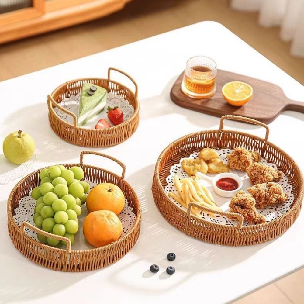 ตะกร้าเก็บของขนาดใหญ่เลียนแบบห - Rattan Tray Handle บทวิจารณ์และราคา