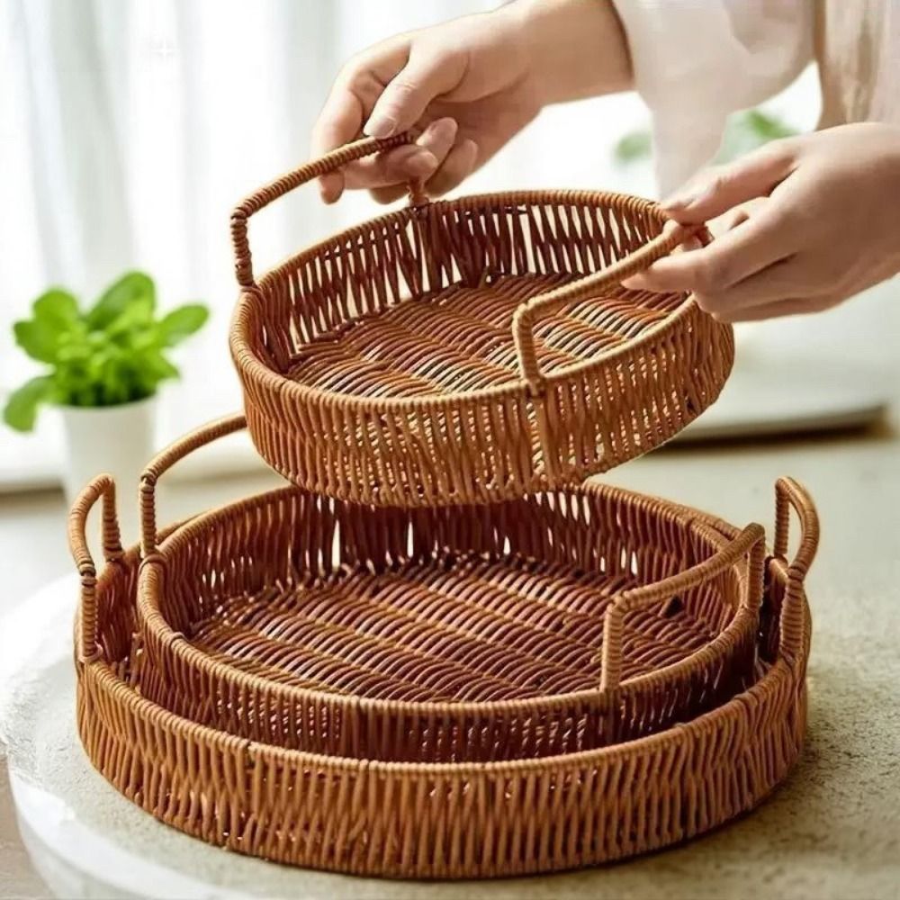 ตะกร้าเก็บของขนาดใหญ่เลียนแบบห - Rattan Tray Handle บทวิจารณ์และราคา