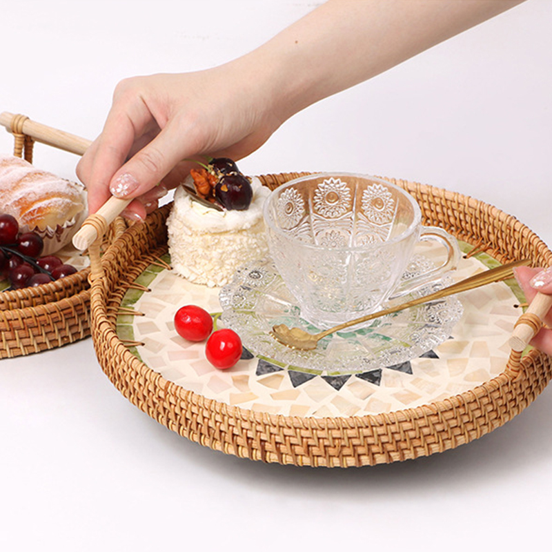 ตะกร้าสานหวายทำด้วยมือสไตล์วิน - Rattan Tray Handle บทวิจารณ์และราคา