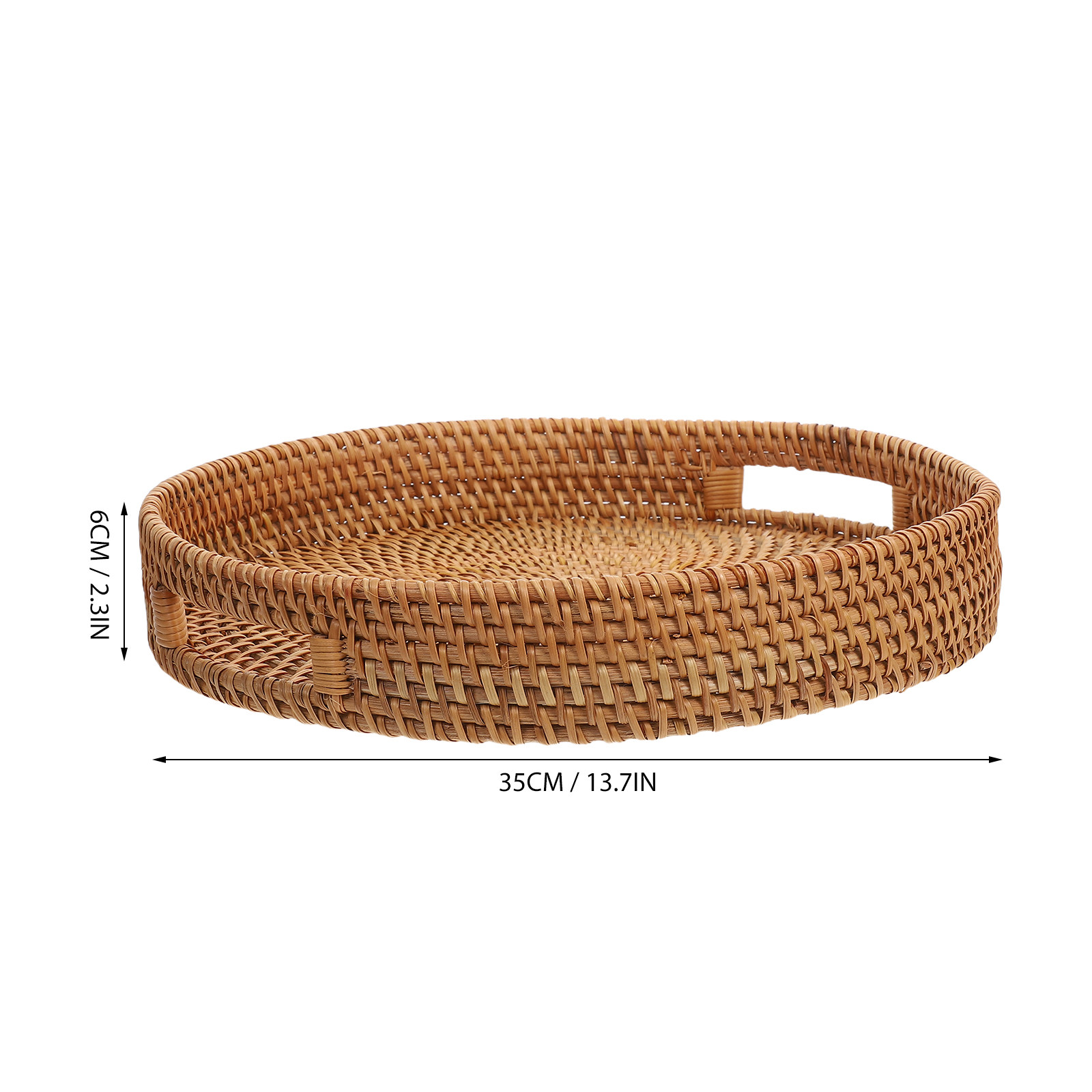 ถาดเสิร์ฟทรงกลมขนาด 14 นิ้ว ทำ - Rattan Tray Handle บทวิจารณ์และราคา