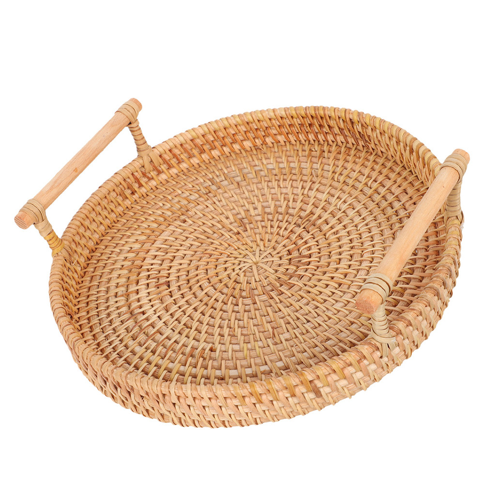 ถาดหวายสานทรงกลมขนาด 32 ซม. ทำ - Rattan Tray Handle บทวิจารณ์และราคา