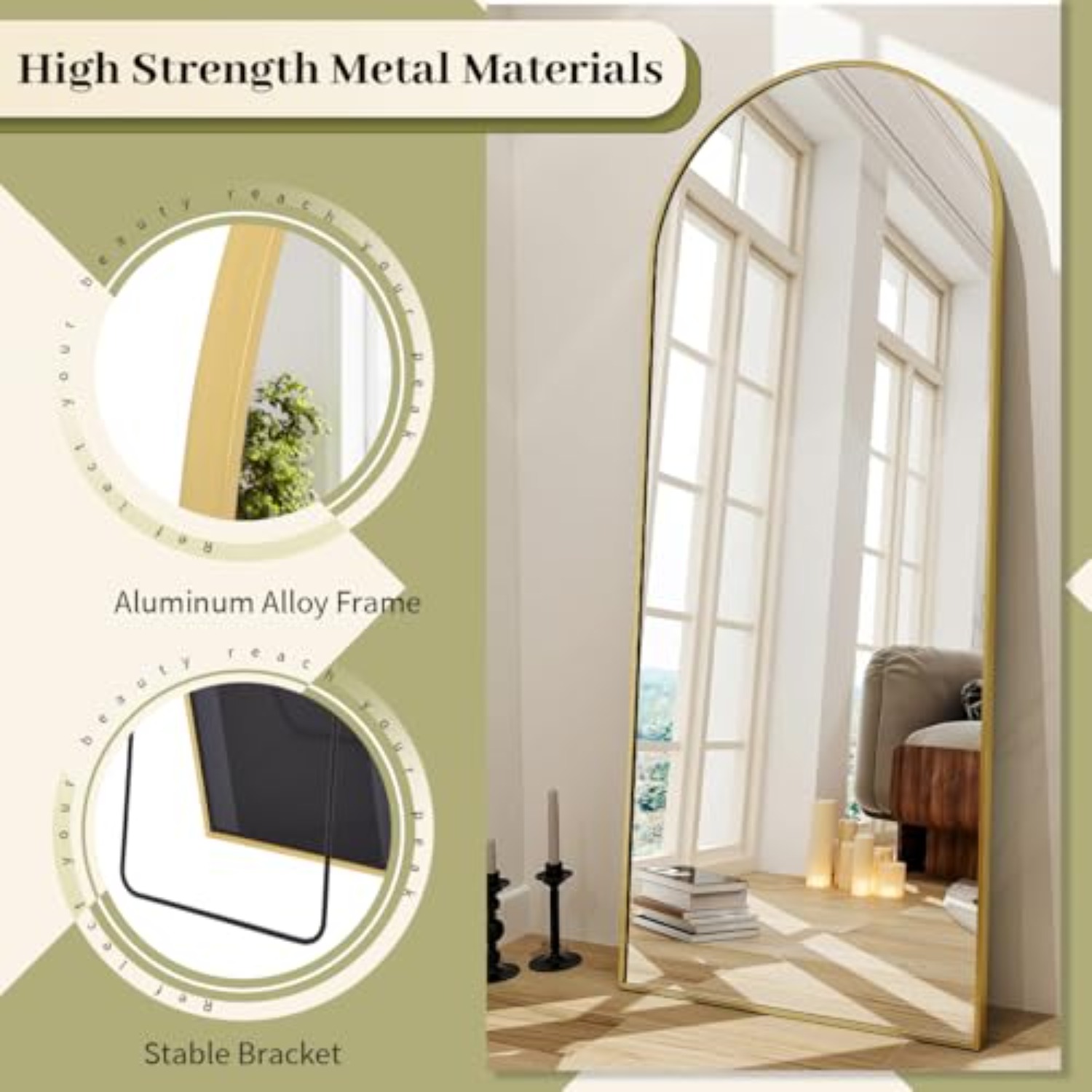 กระจกเงาทรงโค้งแบบตั้งพื้นพร้อ - Arch Mirror Leaning บทวิจารณ์และราคา