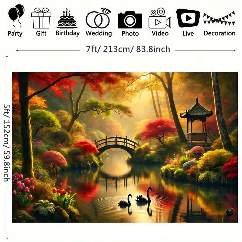 ผ้าผนังลายสะพานสวนฤดูใบไม้ร่วง - Interior Design With Wallpaper บทวิจารณ์และราคา