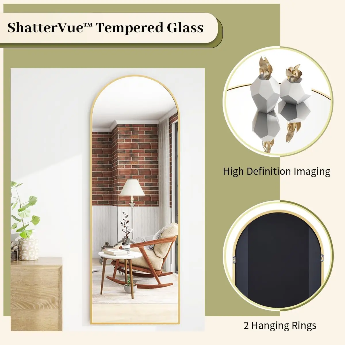 กระจกเงาเต็มตัวทรงโค้งพร้อมขาต - Arch Mirror Leaning บทวิจารณ์และราคา