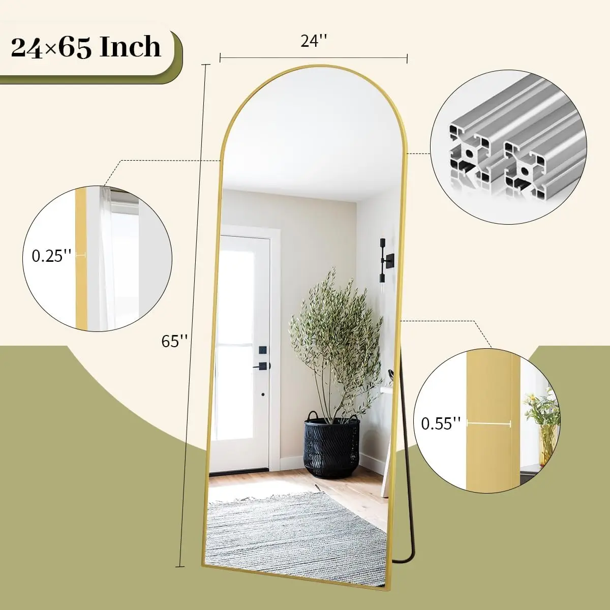 กระจกเงาเต็มตัวทรงโค้งพร้อมขาต - Arch Mirror Leaning บทวิจารณ์และราคา