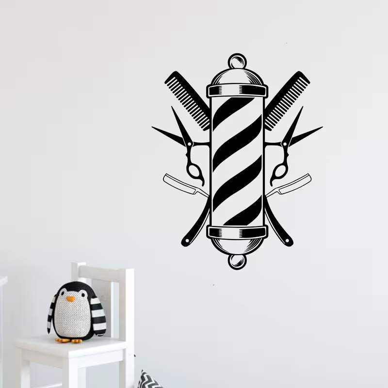 สติกเกอร์ติดผนังร้านตัดผม ไวนิ - Interior Design With Wallpaper บทวิจารณ์และราคา